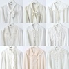 vintage古着日系雪纺衬衣孤品宽松法式大翻领，刺绣蕾丝白衬衫1