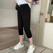 夏季 七分裤女黑色大码宽松韩版休闲运动裤长袖紧身型运动T恤