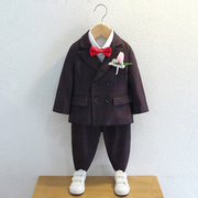 儿童西装套装男童秋冬款英伦帅气五件套主持人服装宝宝周岁礼服男