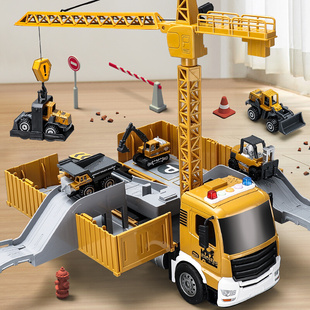 儿童超大号集装箱货车大型工程挖掘机吊车玩具可收纳男孩汽车模型