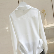 白色缎面衬衫f女长袖，2023秋季设计感小众雪纺轻熟垂感职业上