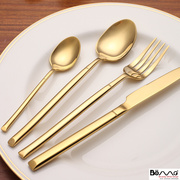 欧式西餐餐具高档牛排餐具汤勺套装 304不锈钢金色镜面叉勺子