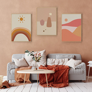 北欧简约莫兰迪色线条色块抽象小众组合客厅装饰画卧室床头文艺画
