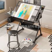 绘图桌绘画可升降桌美术玻璃画画制图电脑设计师书桌工作台桌子