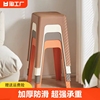 加厚塑料凳子可叠放家用餐厅高凳软包座面网红椅子高脚凳防滑现代
