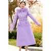 美妃紫色毛领中长款高端奢华羽绒服女款2023年冬季小众设计感