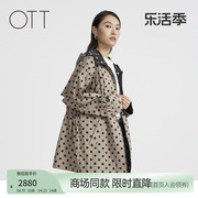 OTT商场同款2024春袖缝结构圆点提花中长宽松外套女装