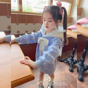 女童卫衣洋气2024秋装洋气儿童卫衣中长款韩版童装女加绒上衣