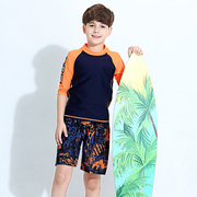 男童游泳衣分体海边儿童沙滩裤套装，中大童速干少年学生防晒冲浪服