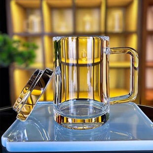 东海天然原石原矿水晶，杯大容量盖杯办公茶室，高端水晶玻璃茶杯茶器