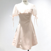 Time RoaD/汤米诺法式方领连衣裙女夏泡泡袖雪纺裙子T25233193582
