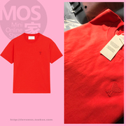 大红色T恤女短袖日系极简欧洲站刺绣爱心夏季纯棉圆领通勤体恤