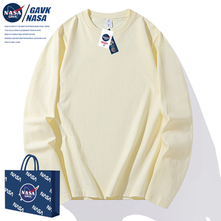 NASA GAVK2023秋冬季百搭潮牌情侣长袖纯棉T恤男女同款潮流上衣男