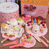 出口欧美白色茶具，套装木制玩具草莓下午茶，儿童过家家茶壶茶具组