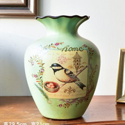 高档欧式花瓶摆件客厅插花美式陶瓷复古电视柜玄关餐桌仿真花干花
