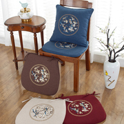 出清新中式餐椅垫中国风实木椅子垫子，绣花椅垫棉麻坐垫可拆洗