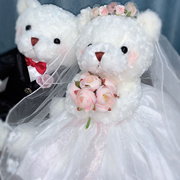 压床娃娃新婚玩偶婚纱，泰迪熊婚庆公仔结婚礼物，送新人婚房婚床装饰
