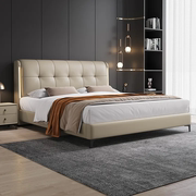 光明家具床双人1.8x2米欧式大床卧室床意式轻奢真皮床奶油风
