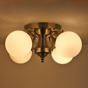日式LED吸顶灯北欧简单玻璃拉丝古铜色黑色卧室书房暖光白光圆形