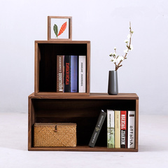 简约现代自由组合书架实木简易收纳创意置物架落地储物格子柜