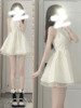法式无袖白色连衣裙女夏季新中式旗袍甜美小个子穿搭收腰蓬蓬短裙
