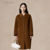VGRASS赫本风双面羊绒大衣女冬季长款棕色质感毛呢外套