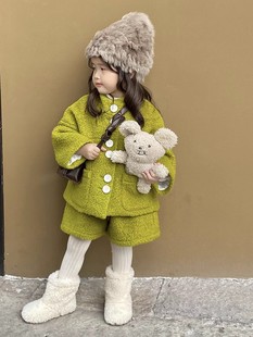 韩系童装2023春秋女童宝宝小香风套装时髦洋气儿童外套短裤两件套