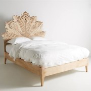 泰式雕花实木床 美式手工雕刻棕榈叶大床原木东南亚风格双人床