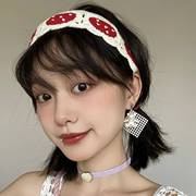 韩版甜美钩针蘑菇发带，女针织手工复古回潮可爱绑带发饰包头三角巾