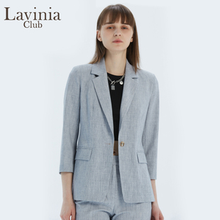Lavinia拉维妮娅早春季浅灰色修身西装外套女士职场通勤休闲