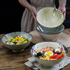 陶瓷面碗家用复古斗笠碗高脚冷面碗，泡面碗大号沙拉碗防烫饭碗汤碗