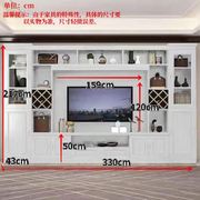 白色实木b电视背景，柜现代简约组合客厅，新中式客厅酒柜一体组合
