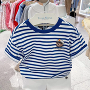 夏季男童潮流圆领海军领条纹短袖T恤中大童帅气短裤