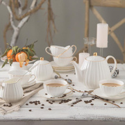 欧式骨瓷咖啡杯套装家用描金白喝茶(白喝茶)瓷咖啡具整套英式下午茶杯茶具