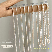 s925纯银天然淡水极细米粒珍珠项链复古法式网红百搭叠戴巴洛克女