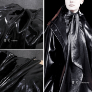 黑色潘多拉皮革 金属丝微光夹克外套风衣西装包袋 服装设计师面料