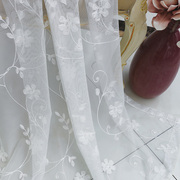 白色窗帘纱帘窗纱欧式客厅阳台布料绣花高档卧室家用定制装饰隔断