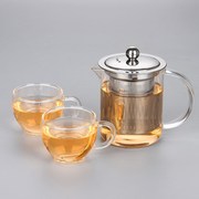 耐热玻璃茶壶350毫升不锈钢内胆，过滤花草茶壶套装品茗小茶壶茶具
