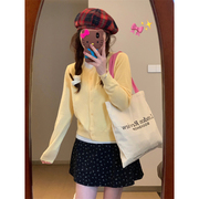 韩国小众字母帆布包包女2024单肩布袋慵懒风托特包学生通勤包