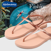hotmarzz/黑玛夹脚凉鞋女款夏季平底软底时尚罗马夹板沙滩凉拖鞋