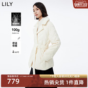 LILY2023冬女装保暖鹅绒时尚通勤款西装式羽绒服外套小个子女