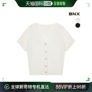 韩国直邮bnx短外套，bnx女款v领双排扣设计水纹袖口短袖
