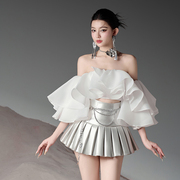 越南小众品牌byjenny2023年冬季纯欲风荷叶，边套装裙