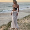 wildgirl欧美夏季性感镂空透视针织沙滩度假纯色半身裙外穿女