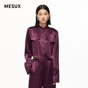 MESUX米岫24春季女装短款气质系结衬衫上衣MMSUC403