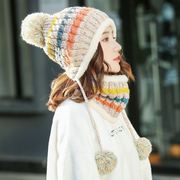 帽子女秋冬季韩版百搭甜美可爱英伦针织毛线帽冬防风加绒保暖围脖
