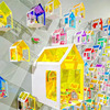 幼儿园光影彩色玻璃纸手工房子墙上挂饰美工建筑区角环创装饰材料