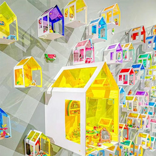 幼儿园光影彩色玻璃纸手工房子墙上挂饰美工建筑区角环创装饰材料