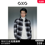 GXG男装 商场同款黑白格长袖翻领衬衫 2023年冬季GEX10327574