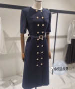 2023年韩国原单moj*企划款，香风圆领h型双排，扣短袖连衣裙纯色通勤